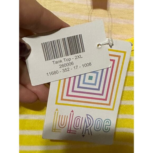 LuLaRoe - Tank Top - Yellow and White Stripes - Size 2XL - Plus Size - Picture 2 of 4